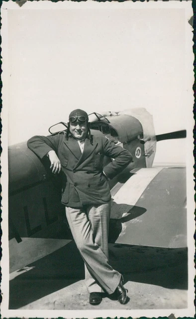 Photo Vintage De L'Aviateur Henri Berre - Tirage Argentique Citrate Environ 1935 - Format 7x11 Cm - Collection Photo Ancienne