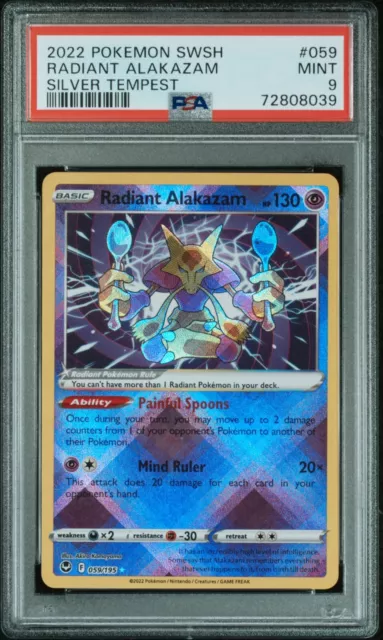 2022 Pokemon Sword and Shield Silver Tempest #059 Radiant Alakazam – PSA  MINT 9 on Goldin Auctions