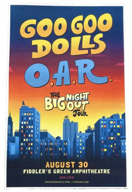 GOO GOO DOLLS Big Night Out 2023 w/ O.A.R. Fiddlers Colorado 11x17 Promo Poster