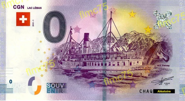 Billet 0 Euro Souvenir CGN 2019 Lac Léman CHAG Suisse 2019-1 Touristique Schein