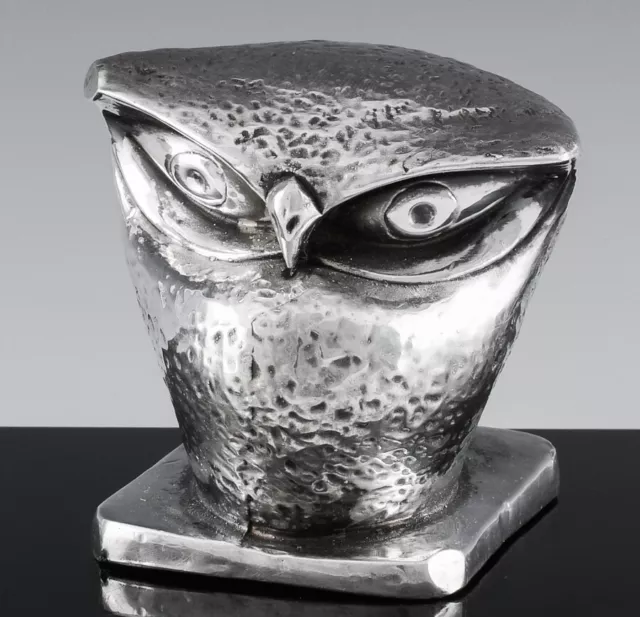 Great Vintage Mid Century Modern Filled 925 Sterling Silver Owl Bird Figurine