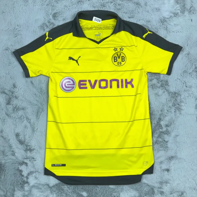 Borussia Dortmund Shirt Mens Small Yellow Puma BVB Cup Soccer Short Sleeve