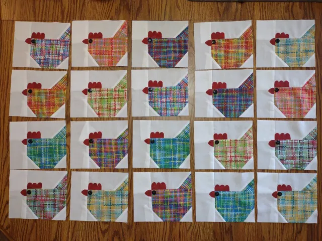 Edredón cuadrados de pollos de 20 - 6x5 pulgadas bloques torso edredón