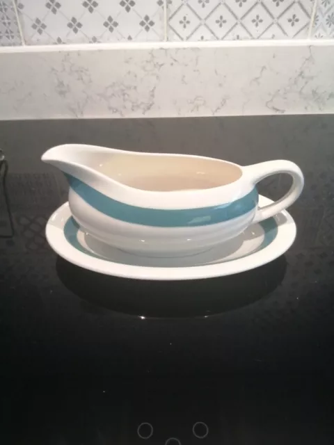 Crown Ducal  AGR Gravy Boat White Blue/Teal