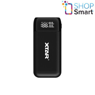 Xtar PB2S Chargeur Puissance Banque 18650 LI-ION USB Blacktc / Cc / Cv Neuf