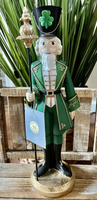 Martha Stewart St. Patrick’s Day Green Gold Shamrock Nutcracker 15” Tall NWT