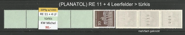 RM Brandenburger Tor 10 Pfg Planatol MiNr. 506w R RE 11 + 4 LF / RG 1000 türkis
