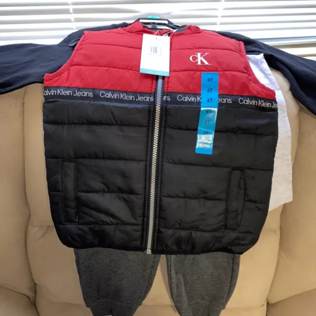 Calvin Klein Kids' Boys 3 Piece Vest Set Size 4T New With Tags