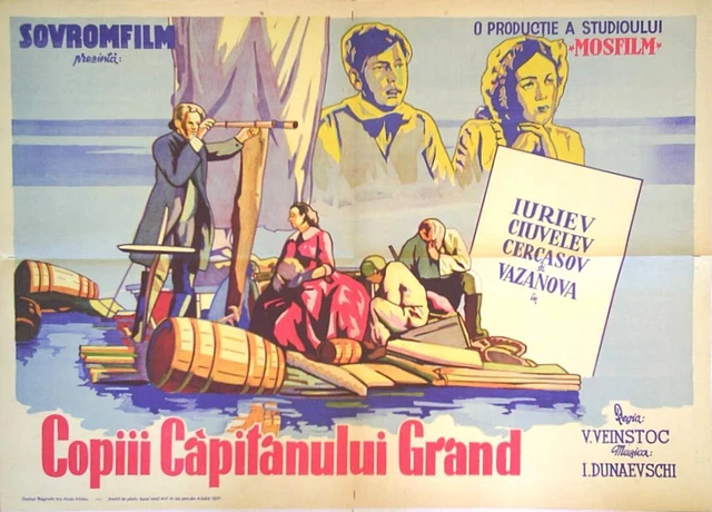 Movie poster=Captain Grant�s Children=Nikolai Cherkasov, Yakov Segel=after Jules