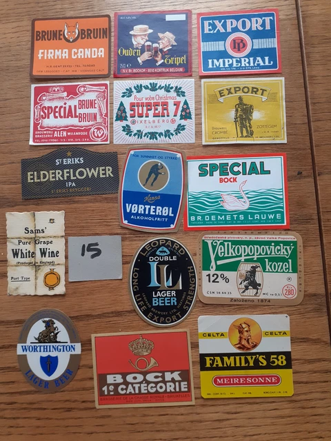 Old beer labels: 15 random selection 