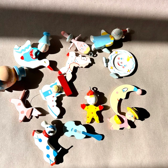 Vintage Wood Nursery Rhymes Baby Mobile Pieces Craft Art
