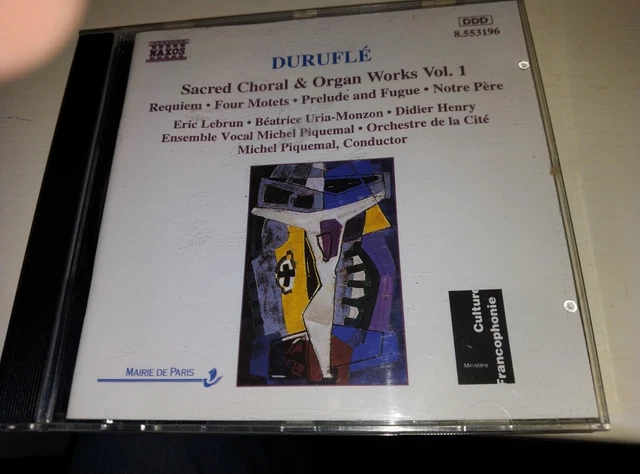 Durufle Sacred Choral & Organ Works Vol 1 Naxos Cd