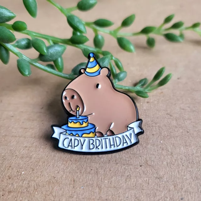 Funny Cute Capybara Enamel Metal Pin Badge - Capy Birthday Pin Gift