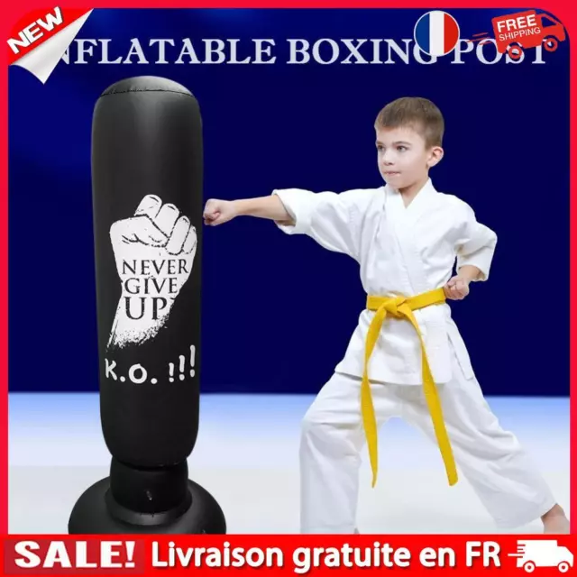 Inflatable Boxing Train Bag Stand Kid Adult Punching Vent Tumbler (Black)