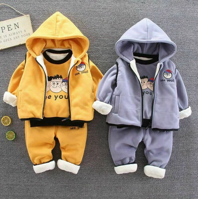 Top con cappuccio neonato bambino bambina + pantaloni tuta pantaloni abiti set vestiti 2