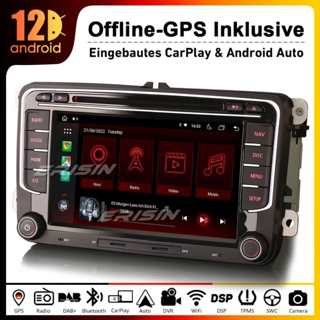 8-Kern CarPlay Android 12 Autoradio DVD GPS für VW Touran Tiguan Golf 5 6 Passat