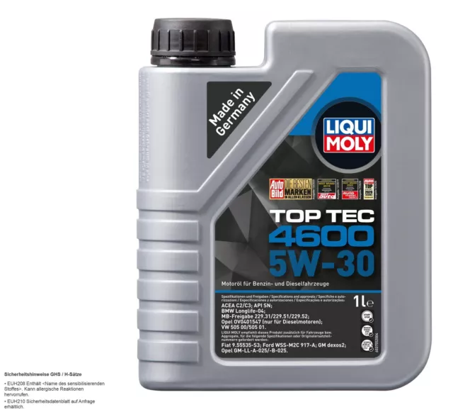 Mann-Filter Filtre à Huile 7 LIQUI MOLY 3756 Top Tec 4600 5W-30 pour BMW 5er 2