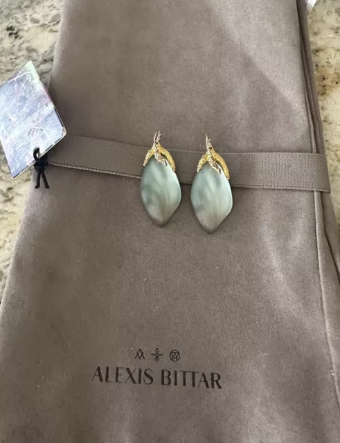 100% Authentic Alexis Bittar Blue Grey Ombré  Lucite Crystal Earrings