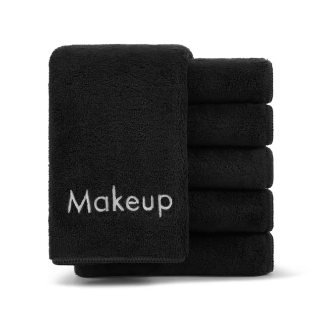 Makeup Removal Towels Packs of 6 Microfiber 13x13 Washcloth Reusable Embroidered