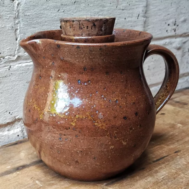 Vintage French Stoneware Pottery Salt Glaze Jug Rosé Wine Cooler Cork Rustic