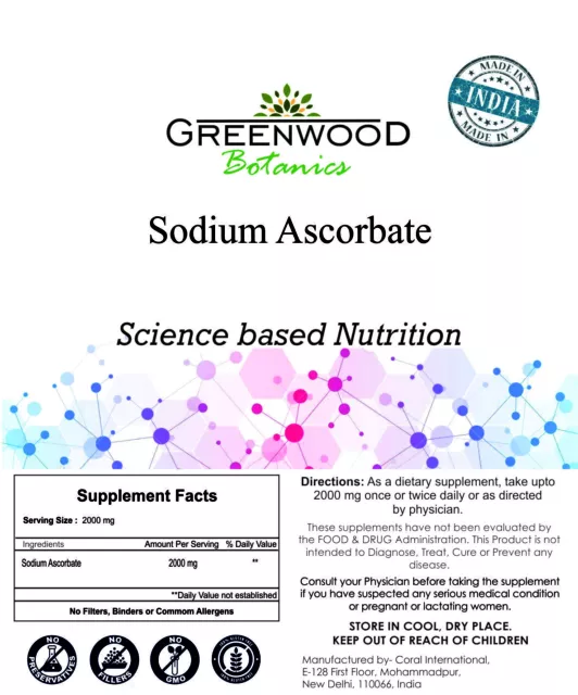 Sodium Ascorbate (Vitamine C) Poudre Pour Santé Immunitaire & Réduit 2