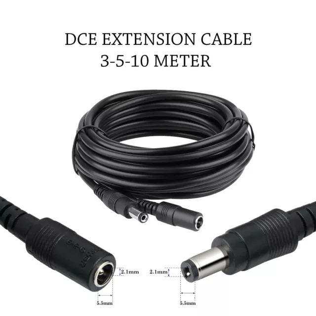 12V DC Power Extention Cable Cord 2.1mm For CCTV Camera Power Supply Cable UK