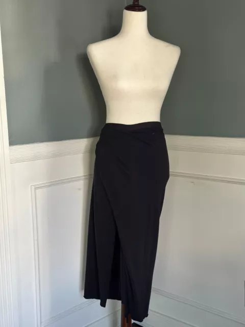 Rick Owens Lilies Draped Angora Wool Blend Midi Open Slit Skirt 42