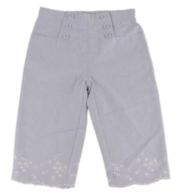 JACADI Girl's Trommel Chambray High Waist Cropped Pants Size 5 Years NWT $56
