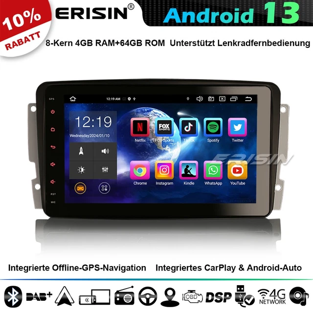8-KERN ANDROID 14 CarPlay Autoradio GPS Navi Mercedes Benz C/CLK/G ...