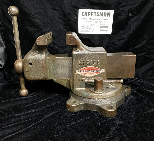 CRAFTSMAN 5186 BENCH Vise "Reedsman" 4" Jaws 1950s USA Reed Vise
