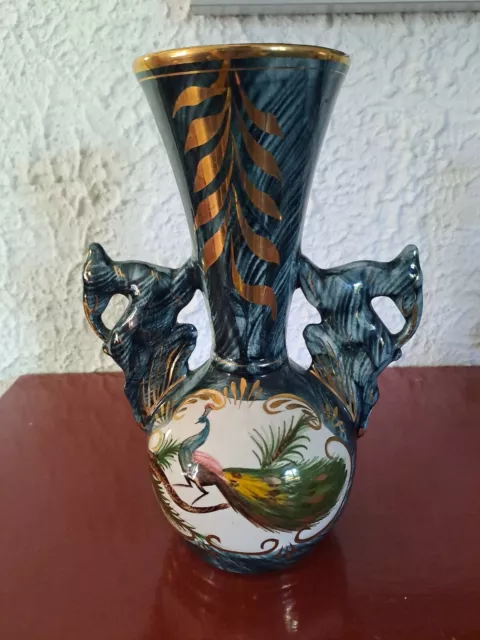 Vase Céramique H BEQUET QUAREGNON Belgique à 2 anses hauteur 25.5 cm