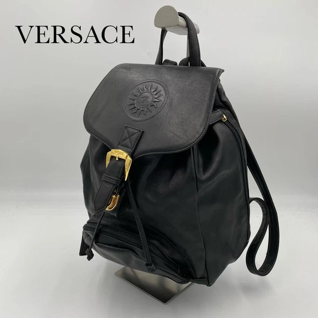 GIANNI VERSACE Beauty Product BackPack Rucksack Leather Sunburst Embossed GIANNI VERSACE Beauty Product BackPack Rucksack Leather Sunburst Embossed
