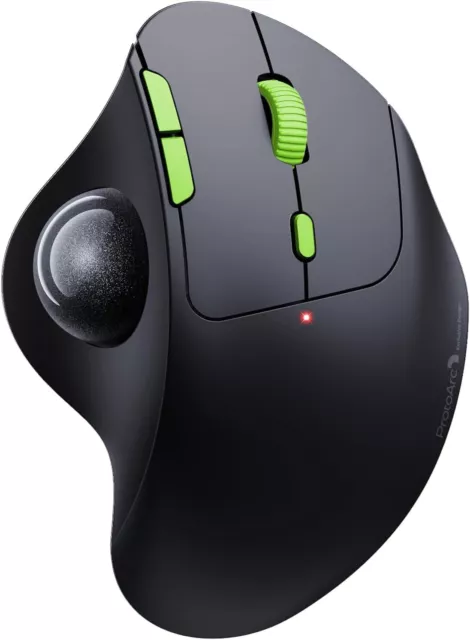 Bluetooth Trackball Mouse Wireless Rechargeable Ergonomic Easy Thumb Control