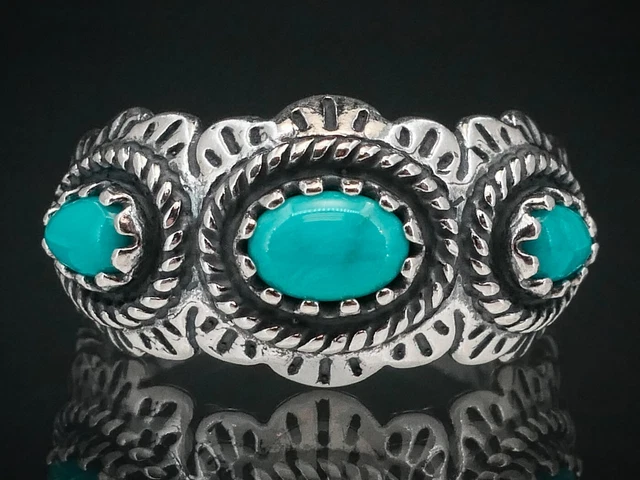Estate Sterling 925 American West Turquoise Southwestern Ladies Ring 6.7g i10732