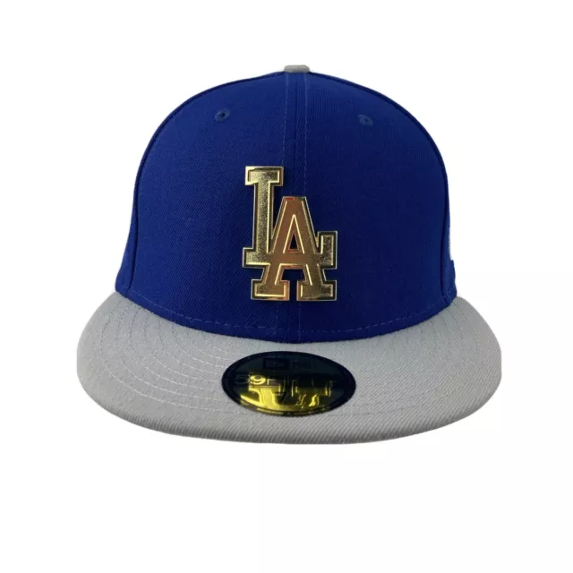 Los Angeles Dodger Golden Finish metal Logo New Era  59fifty Fitted Hat Cap