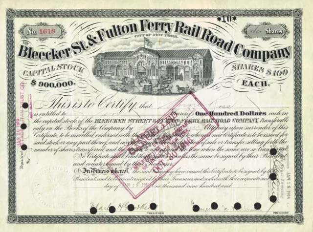USA BLEECKER ST. & FULTON FERRY RAILROAD COMPANY stock certificate/bond
