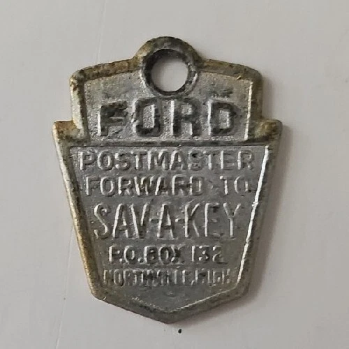 VINTAGE FORD 1960S SAVAKEY Fob Postmaster Return Tag Thunderbird