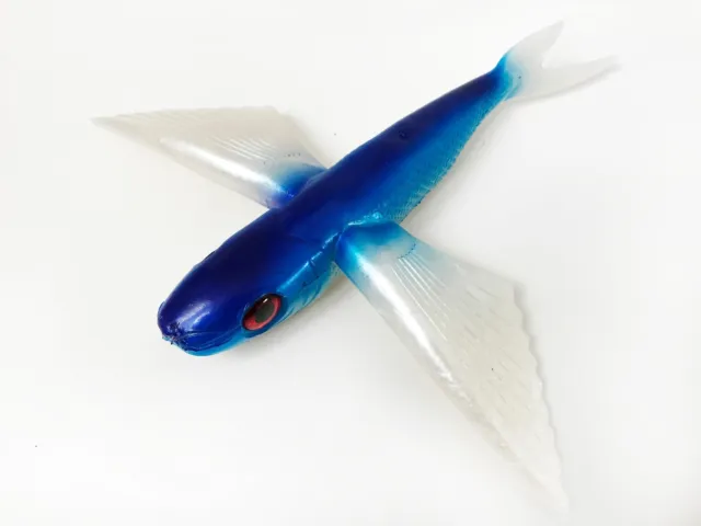 8 BLUE & Pearl Flying Fish Rigged Yummy Flyer - Mahi,Tuna Lure by