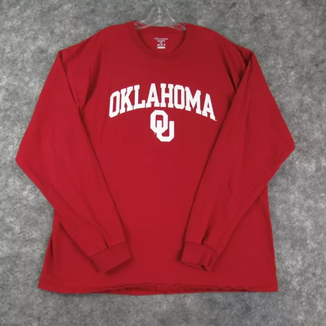 University Of Oklahoma Shirt Mens 2XL XXL Red Long Sleeve NCAA Sooners Champion