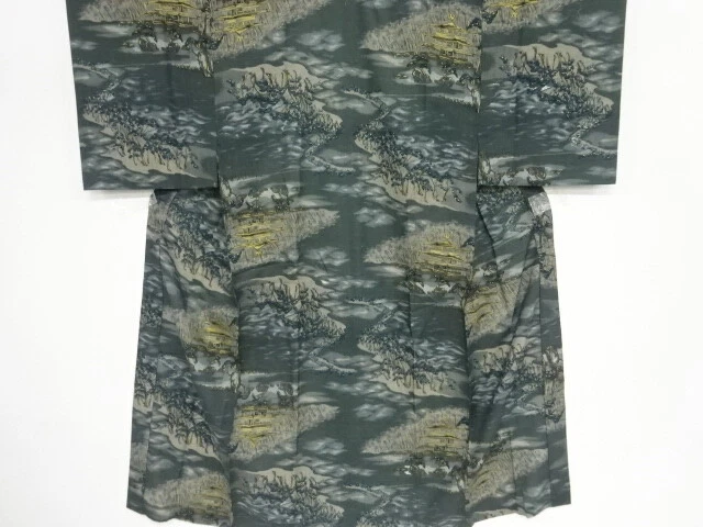 40269# Japanese Kimono / Antique Hitoe Mens Juban / Kinkaku Temple