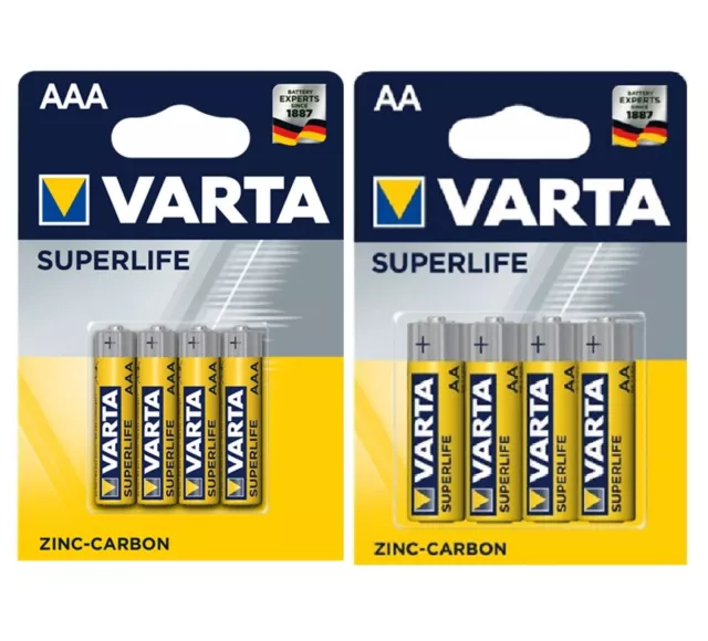 40 Batterie Varta AA Batteria Stilo + 40 Ministilo AAA Pile Superlife 1,5 Volt