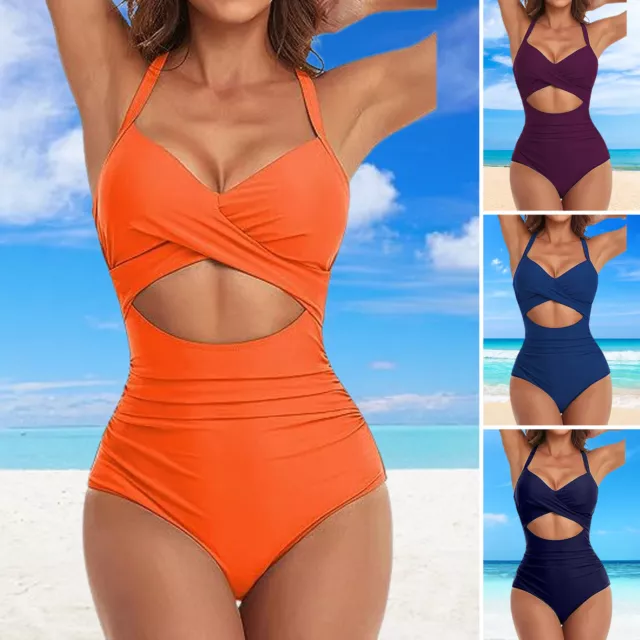 Women Monokini Swimsuit Slim Fit One-piece Stylish Women's with Halter Neck