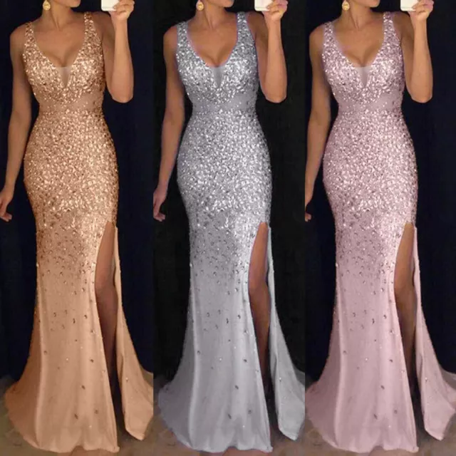 Women Wedding Evening Cocktail Party Prom Bridesmaid Formal Ball Gown Dresses