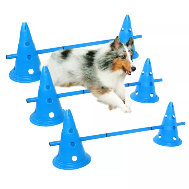 Pet Dog Agility Equipment Obstacle Jump Hurdle Kit Training Course Cone 3pcs/set