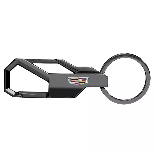 Cadillac Crest Logo Black Carabiner-style Snap Hook Metal Key Chain