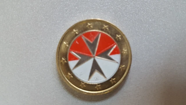 Seltene 1 Euro Münze aus MALTA MALTESER KREUZ FARBIG 2008