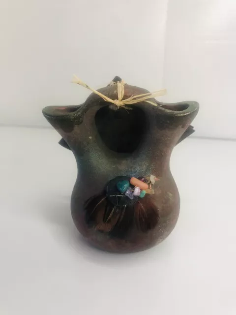 Jemery Diller Raku Pottery Works Miniature Wedding Jar Vessel Signed with tags