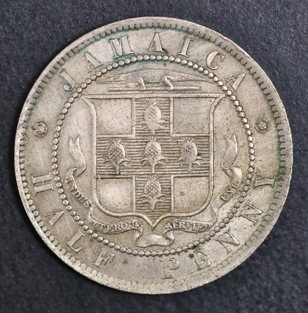 1891 1/2 Penny Jamaica Queen Victoria Half Cent Coin