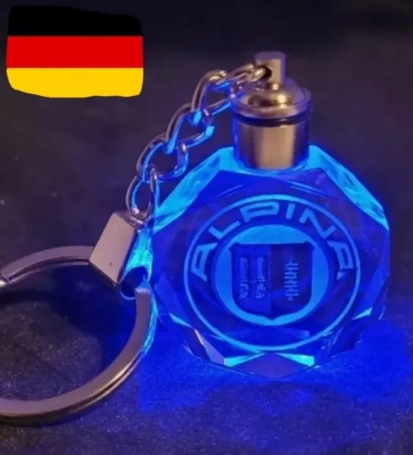 Alpina Schlüsselanhänger emblem led licht Glas + EB Gravur Laser 3D bmw Logo