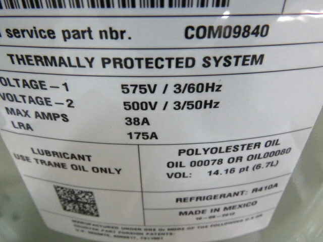 Trane 570011062400 Scroll Compressor 575V 3Ph 60Hz 38/175A ! NOP ! 4
